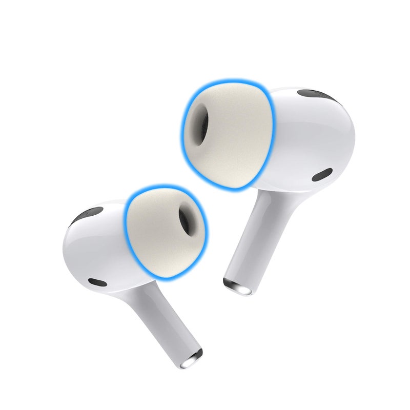 AutoLine Pro Foam Masters Memory Foam Ear Tips for AirPods Pro 1st & 2nd Gen | Comfortable | Secure | Better Noise Cancellation | Version 3.0 Replacement Buds (Medium - 3 Pairs, White) - Image 1
